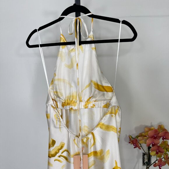 NWT Cult Gaia Womens Yellow Multicolor Chelsea Floral Silk Midi Dress Size M - Picture 6 of 14